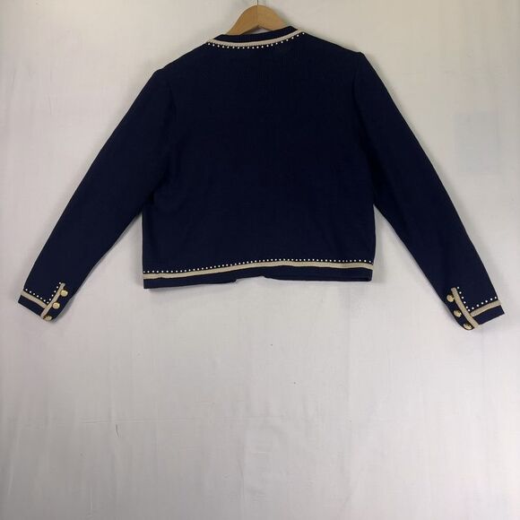 St. John Vintage St. John Collection By Marie Gray Knit Women's Navy Cardigan - Picture 6 of 7